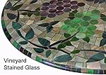 Mosaic Table Cloth Round 36" to 48" Elastic Edge Fitted Vinyl Table Cover Vineyard Stained Glass Pattern Brown Purple Green