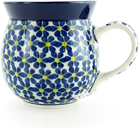 Polish Pottery 11 Ounce Bubble Handmade Mug Traditional Pattern 070-Crazy Daisy