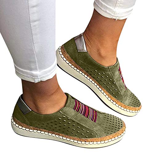 Women Slip On Comfort Walking Shoes Casual Tennis Sneakers Wedges Lightweight Air Cushion Fitness Shoes Green - Thumbnail 3
