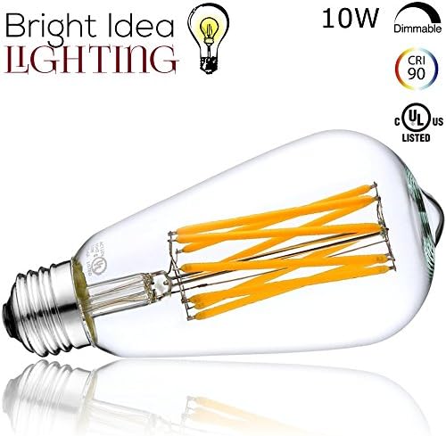 BRIGHT IDEA 10W Edison Dimmable LED Bulb, Vintage Teardrop, 75-100W Incandescent Replacement, ST64 (ST21) Antique Shape, Warm White Lamp, UL Listed, E26/E27 Medium Base, CRI90, 1000LM 2700K - 1PACK