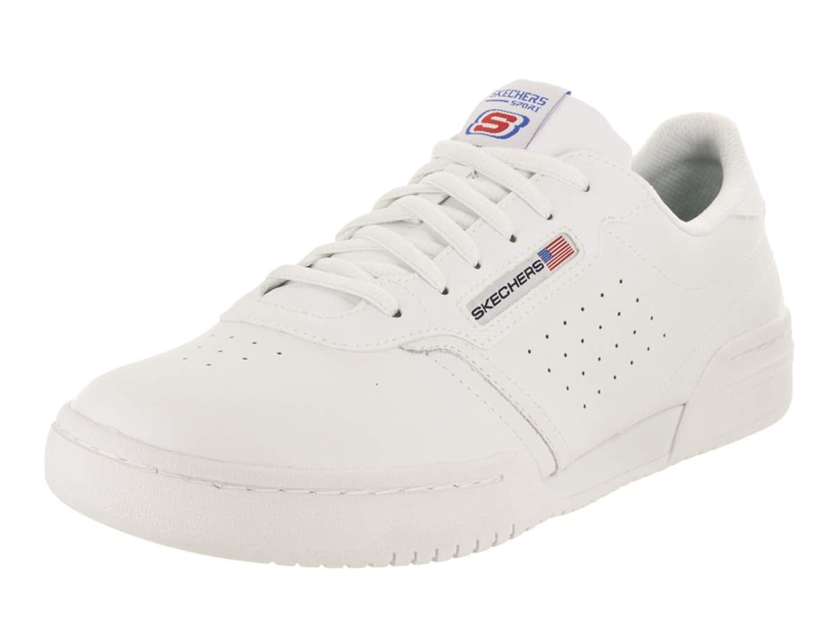 skechers mens white tennis shoes
