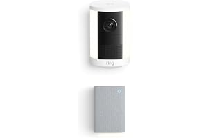 Ring Spotlight Cam, Battery (newest model), White with Chime Plus