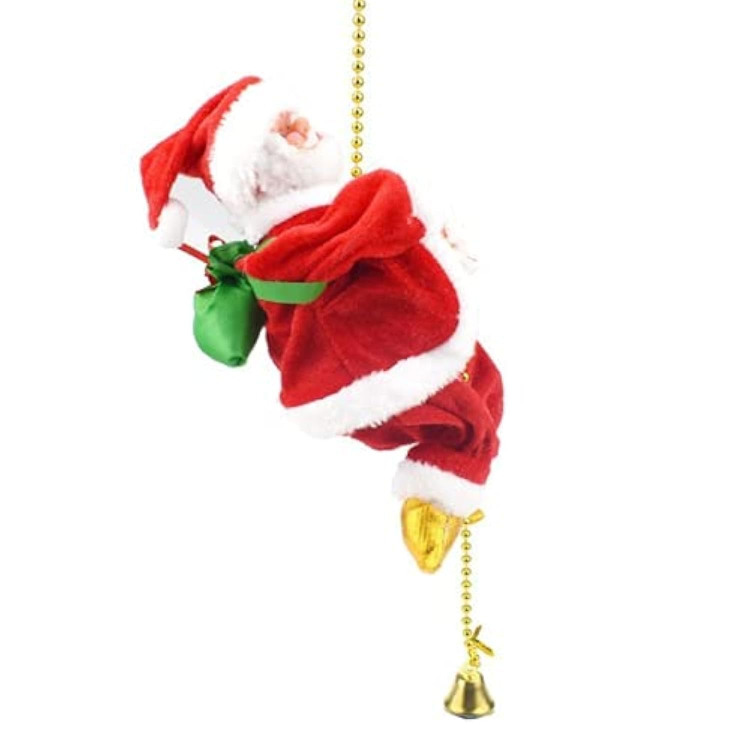 Photo 1 of ***Chain IS MISSING BEADS AS SEEN IN PHOTO

Climbing Santa Claus 9" Christmas Ornament Xmas Decoration Climbs Up and Down Battery Operated Toy with Light Music and Sound Animated Climbing on Beads Musical Moving Figure Xmas Christmas Ornament