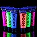 Moon Glow - Blacklight UV Glitter Face & Body Gel - 0.42oz Set of 6 - Blacklight Face Paint - glows brightly under Blacklight