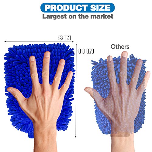 Car Wash Mitt - Kasonic Premium [2 Pack] Extra Large of 8" x 11" Microfiber Wash Sponge; Scratch Free Wash Glove with XL Size Polishing Cloth for Car/SUV/Truck - Thumbnail 5