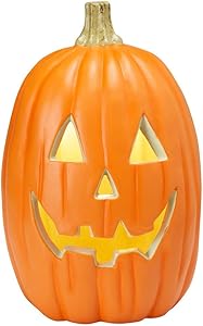 Home Accents Tall Realistic Lighted Jack O Lantern Pumpkin Halloween Decoration Prop 16"
