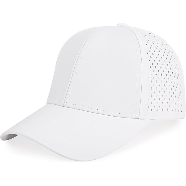 All White Hat Cap Style Curved Bill 6 Panel Adjustable