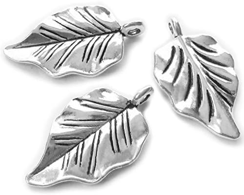 Four Leaf Clover Silver Leaf Beads 100-150 Pcs Leaves Craft Antique Leaf Charms for Crafting Leaf Pendant Charm for Necklace Bracelet Earring Making Fall Leaf Beads Set