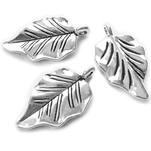 Four Leaf Clover Silver Leaf Beads 100-150 Pcs Leaves Craft Antique Leaf Charms for Crafting Leaf Pendant Charm for Necklace Bracelet Earring Making Fall Leaf Beads Set