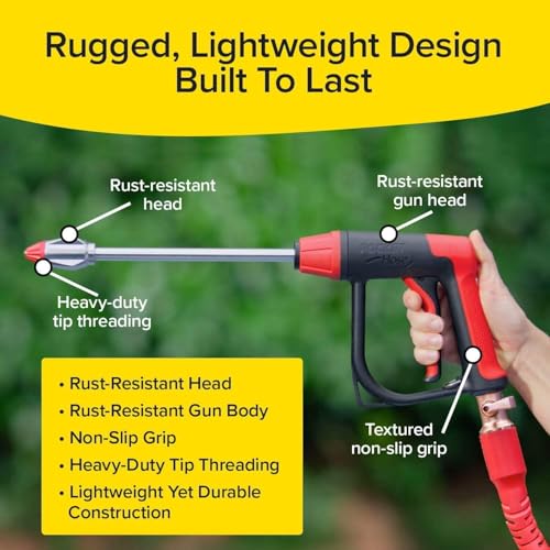 Pocket Hose Arrow Customizable Spray Nozzle, As Seen on TV | Flow Force Tech, 4 precision tips, jet stream to gentle watering, rust-resistant, non-slip grip, ideal for car wash