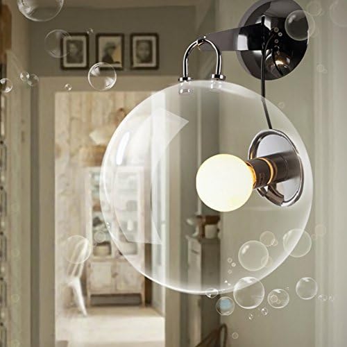 JINGUO Lighting Wall Sconces Wall Light lamp Fixture with Beautiful Bubble Round Clear Glass Shade in Modern Designer for Indoor Restaurant Warehouse use E26 Light Bulb Chrome Finished