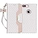 FYY Leather Case with Mirror for iPhone 8 Plus/iPhone 7 Plus, Leather Wallet Flip Folio Case with Mirror and Wrist Strap for iPhone 8 Plus/iPhone 7 Plus White