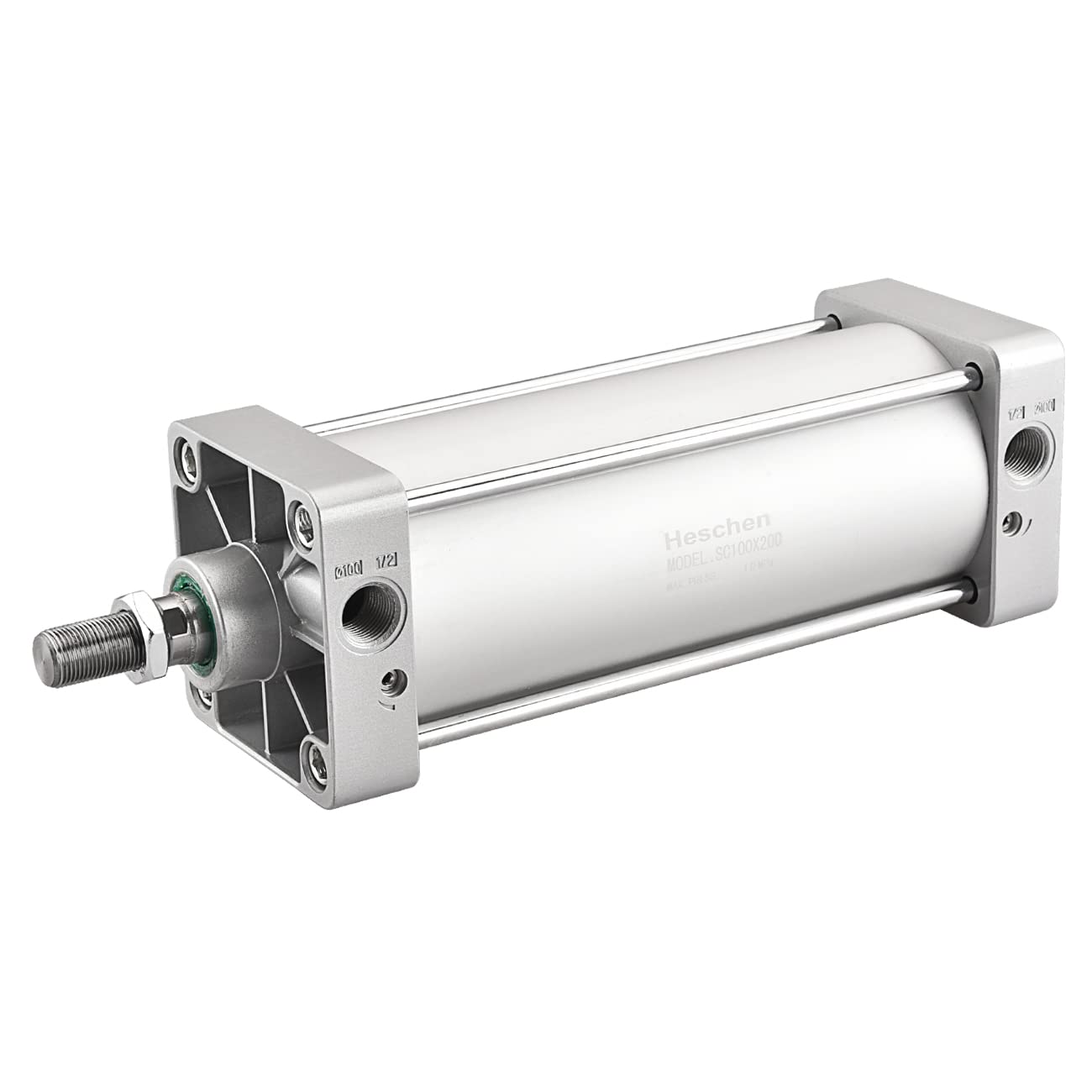 Heschen Pneumatic Standard Air Cylinder, SC 100-200, PT1/2'' Port, 100mm Bore, 200mm Stroke, Double Acting (200mm stroke)
