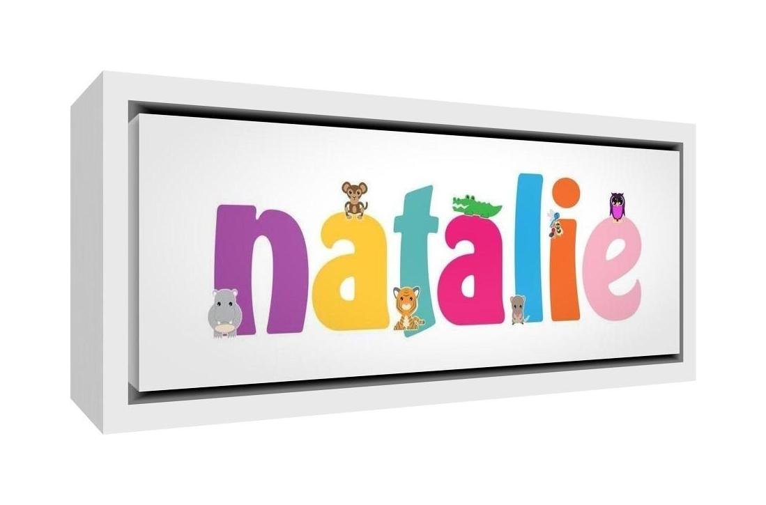 Feel Good Art Framed Box Canvas with Solid Natural Wooden Surround in Cute Illustrative Design Girl's Name (19 x 46 x 3 cm, Small, Emma)