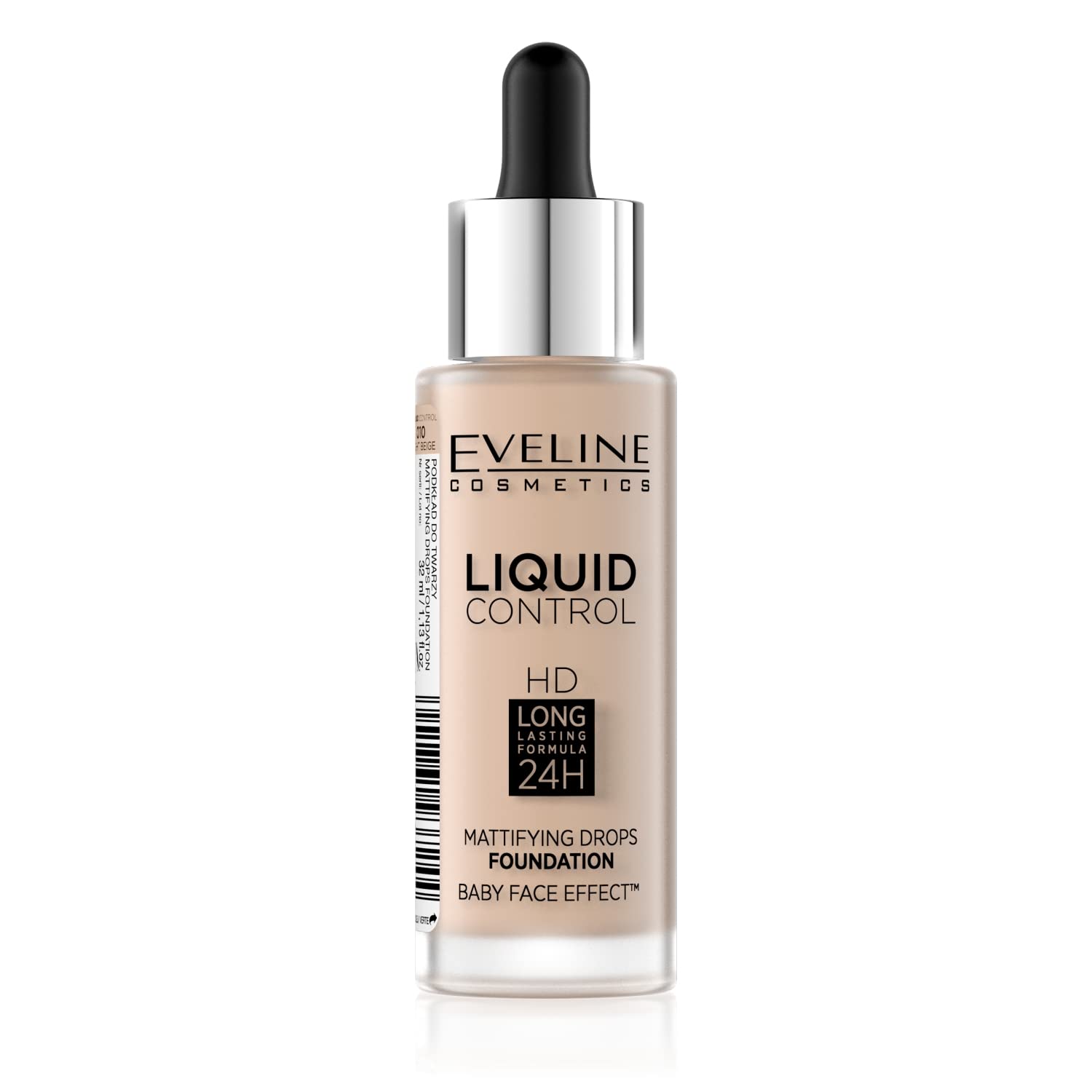 Eveline Cosmetics Liquid Control HD Eveline Liquid Control HD Long-Lasting 24H Foundation, No. 010 Light Beige - Breathable, Lightweight Formula for Radiant, Flawless Skin โ image 1