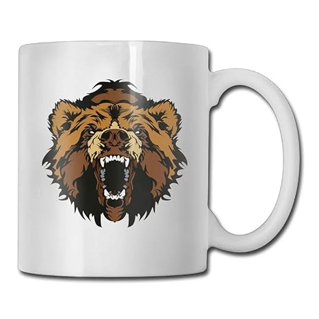 Amazon Com Angry Bear Head Coffee Mugs 11 Oz Office Gift Ceramic