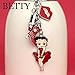 Z249 Cute Betty Boop Sexy Kiss Lipstick Fashon Red Boot Charms Keychain