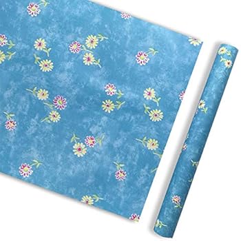 Amazon.com - PoetryHome Self Adhesive Blue Floral Contact Paper Shelf ...