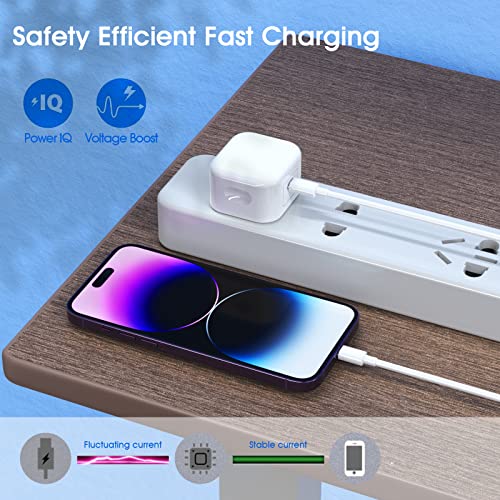 [MFi Certified] 2Pack 20W PD USB C Wall Charger Adapter for iPhone Fast Charger Plug with 2Pack 6FT USB C Lightning Cable Fast Charging Lead for iPhone 14 13 12 11 Max/Pro Mini and More-White