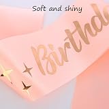 Leixi Rose Gold Birthday Crown & Sash Set Tiara Rhinestone Headband Gift for view 3