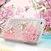 iPhone SE Case,iPhone 5S Case,iPhone 5 Case - Mavis's Diary 3D Bling Handmade Pink Love Heart Flowing Liquid with Flower Butterfly Shiny Diamond Clear Hard Cover with Cute Dust Plug & Crystal Pen