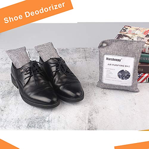 Marsheepy 3 Pack Activated Bamboo Charcoal Air Purifying Bags, Shoe Deodorizer Bags Odor Remover, 100% Chemical Free Air Freshener Odor Eliminators for Home, Pets, Car, Closet (200g and 2 pack of 60g)