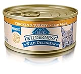 Blue Wilderness Wild Delights Adult Grain Free Minced Chicken & Turkey In Tasty Gravy Wet Cat Food 5.5-Oz (Pack Of 24)