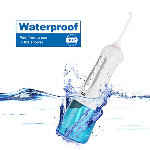 Water Flosser Detachable Water Tank with Drain Hole Keep the Motor Dry Rechargeable Oral Irrigator Waterproof Keegud Cordless Dental Flosser 3 Pressure Normal/Soft/Pulse 4 Tips Portable Bag For Travel - Thumbnail 5