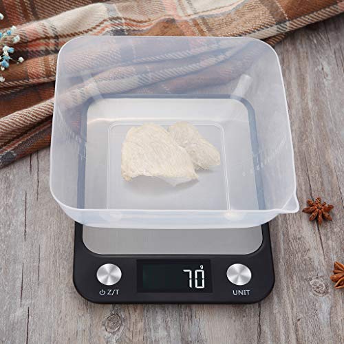 JDgoods Digital Kitchen Multifunction Food Scale, Balance Slim Stainless Steel Electronic Scales with Large Back-lit LCD Display for Baking & Cooking (5KG) - Thumbnail 5