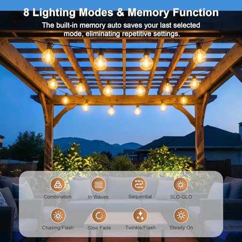 Outdoor Festoon String Lights Mains Powered, 100FT/30M Garden String Lights with 50+2 Shatterproof G40 Bulbs, IP44 Waterproof Outside Lighting for Patio Gazebo Pergola Party Wedding (Warm White)