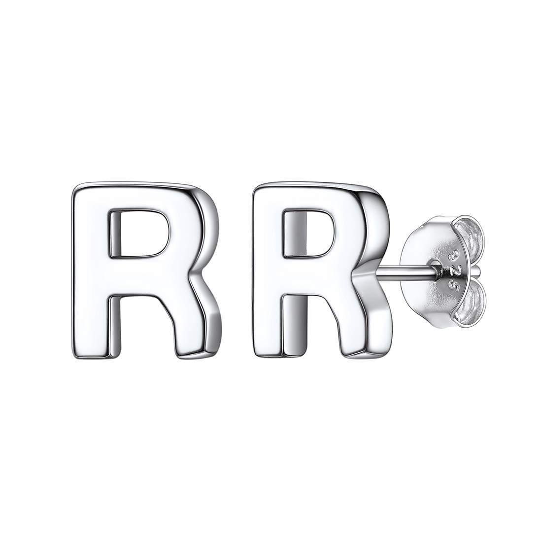 ChicSilver Tiny Letter Stud Earrings Initial R Monogram Jewelry Minimalist Earring for Women — image 1