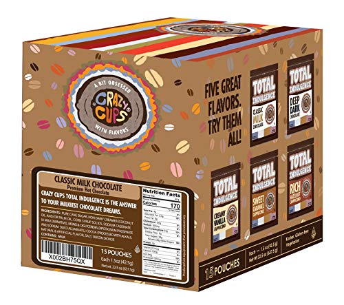 image for Crazy Cups Gourmet Hot Chocolate Packets, Indulgent Milk Chocolate H