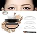 Wenbit EyeBrow Stamp in 3 Shapes and 2 Tone Brow Powder - Perfect, Natural-Looking in Seconds (Ash Black + Light Brown)