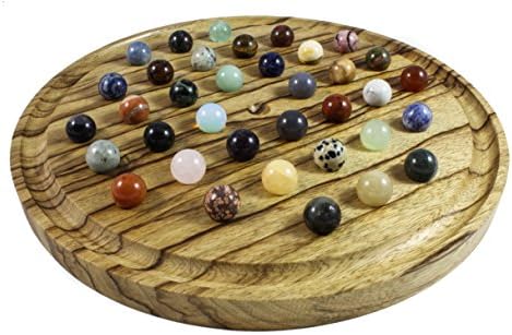 Premium Solitaire Board Game with Semi-Precious Mineral Marbles - Made in USA