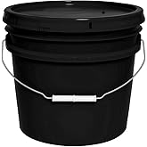 MKS Plastics 3.5-Gallon Bucket with Airtight Lid – Made in USA, Food Grade BPA Free Plastic, Heavy Duty Multi-Use, Metal Handle with Grip, Stackable Storage – Black, 1 Pack