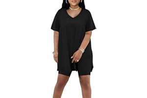 AGSEEM AGSEEEM 2 Piece Summer Outfits for Women Tunics and Biker Shorts Lounge Sets
