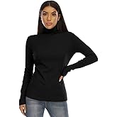 RightPerson Women's Basic Long Sleeve Turtleneck T-Shirt Solid Slim Soft Cotton Tops