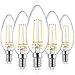 Ascher E12 LED Classic Candelabra Clear Light Bulbs, Equivalent 40W, Daylight White 5000K, Filament Clear Glass, Non-Dimmable, Pack of 5 primary