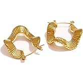 8YEARS Chunky Gold Hoop Earring for Women, 18K Gold Plated Lightweight Thick Hoops, Hypoallergenic Trendy Jewelry for Gift