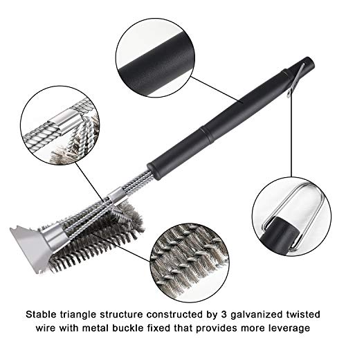 image for Feeke Grill Brush and Scraper, CPANION 3-in-1 BBQ Brush for Grill 18 I