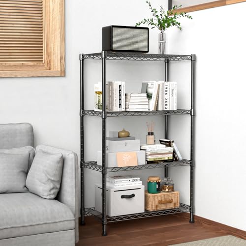 M MZG 4 Tier Heavy Duty Steel 4 Tier Storage Shelving Unit Wire Organizer for Home Kitchen Office 35x75x120.5cm