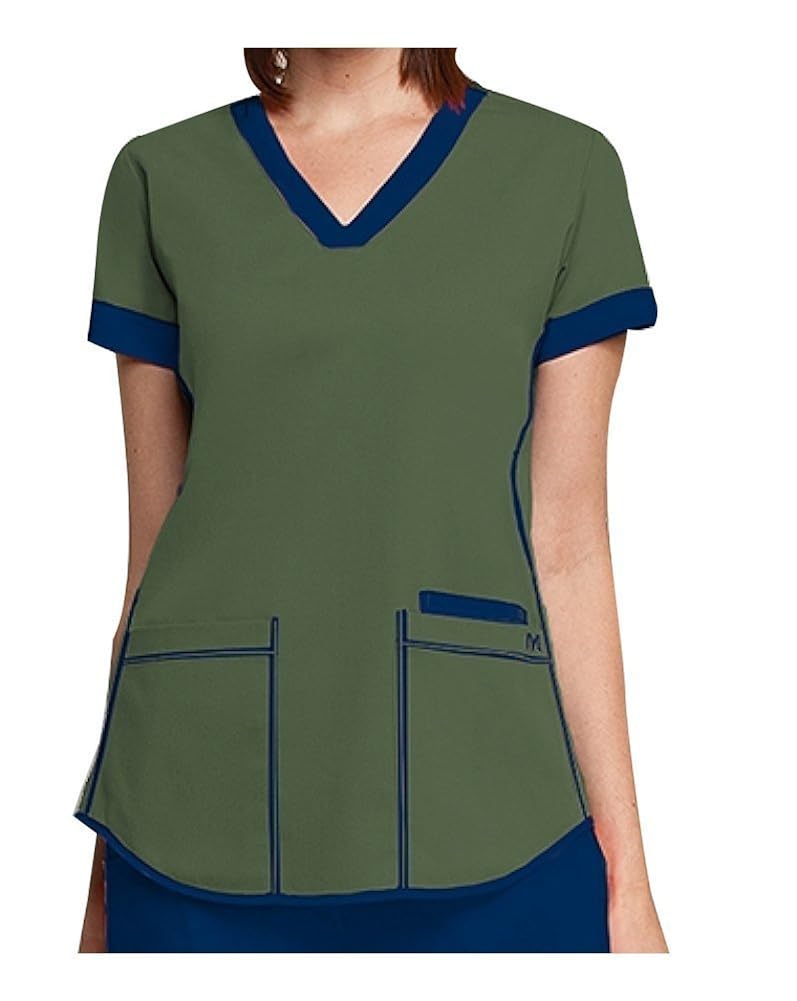Greys Anatomy Nrg By Barco Uniforms Women S Contrast Squared V Neck Solid Scrub Top X Large Eucalyptus Indigo Amazon In Clothing Accessories