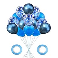 AMAWILL 17pcs Blue Balloons Party Decorations,Sequin Confetti Balloons Chrome Metallic Balloons Helium Balloons for Wedding Birthday Decor Supplies Baby Shower