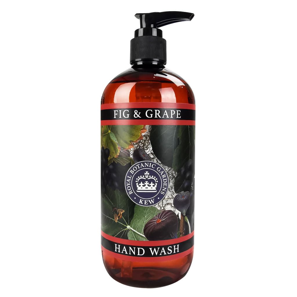 The English Soap Company Kew Gardens Hand Wash, Refreshing Botanical Wash with a Rich Lather, Enriched with Soothing Aloe Vera and Vitamin E, Fig and Grape Scent 500ml