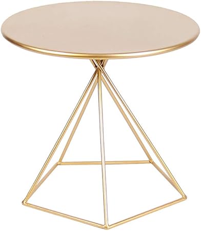 Side Table Round Metal End Table Modern Side Accent Table With Geometric Metal Base Nightstand Small Tables For Living Room Suitable For Indoor And Outdoor 21 7 19 7 11 8in Amazon Co Uk Kitchen