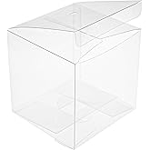 Yesland 50 PCS Candy Apple Box With Hole Top, Clear PET Gift Boxes for Caramel Apples, Ornament, Treats & Party Favors for Wedding, Party or Baby Shower - 4" x 4" x 4"