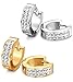 Jstyle Stainless Steel Womens Mens Hoop Earrings Huggie Earrings CZ Piercings 2 Pairs 18G