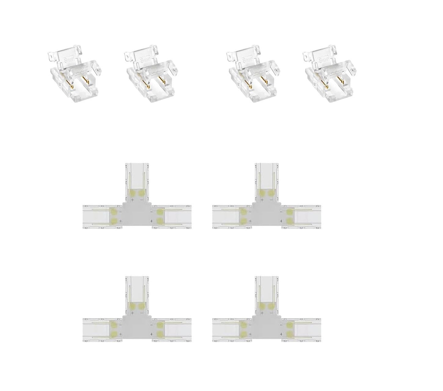 2-pin 10mm seamless connector COB LED with connector, single color LED with T-shaped angle connector 12v24v light strip to strip