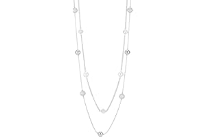 FULU AUTUMN Silver Layered Long Necklace for Women Pearl Crystal Sweater Strand Chain Necklaces Fashion Gifts