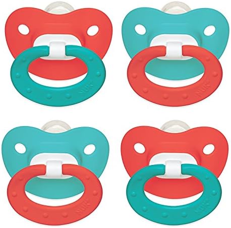 NUK Puller Silicone Pacifier, 2 Pack, 6-18 Months (Teal/Coral)